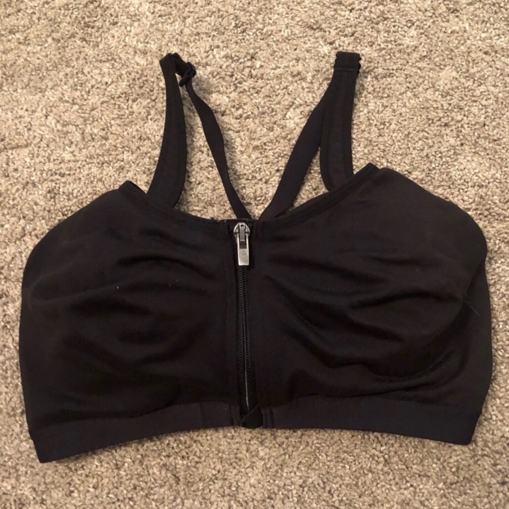 Victoria Secret Front-Zip Sports Bra, Black